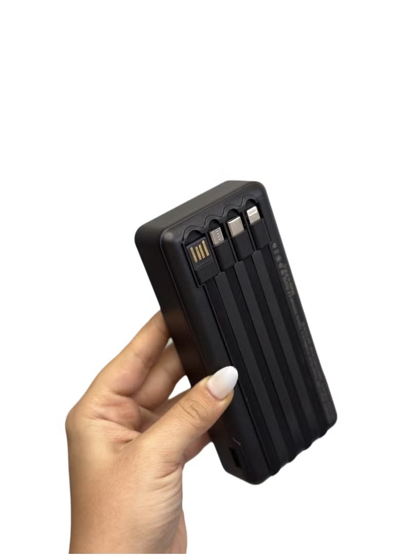 كالوس P-268 Firefly 20000mAh Power Bank with 4 Built-In Charging Cables, Fast Charging Portable External Battery for Smartphones, Tablets & USB Devices, Black - Image 3
